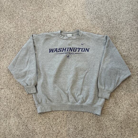 Washington Huskies Vintage Nike Gray Fleece Crewneck Sweatshirt Size Large Y2K - Picture 1 of 6